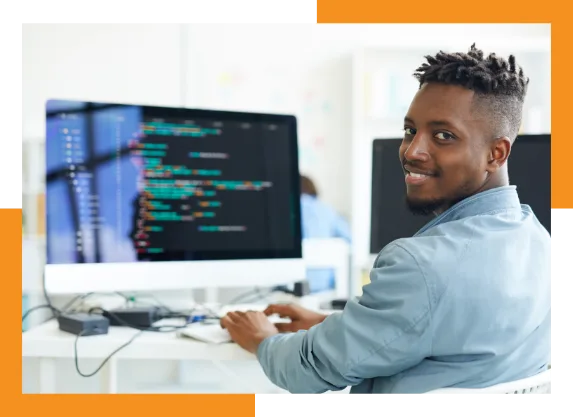 Denpro employee working on Development for a customer service