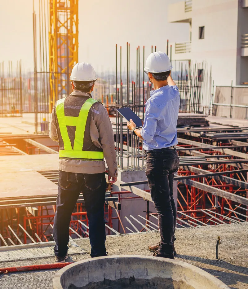 Two construction engineers